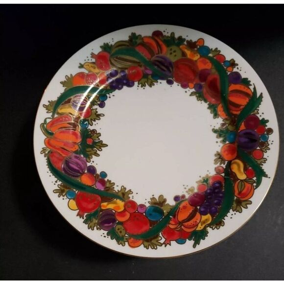 Bob Mackie 8' Design Fruit Ribbon Salad lots of 8 or Dessert plates Nwot - Picture 1 of 7